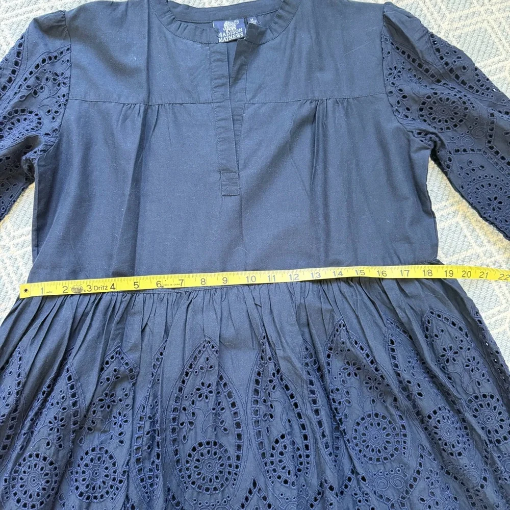 NWT Madison Mathews Folly Navy Eyelet Mini Dress, Size Medium - Picture 5 of 7